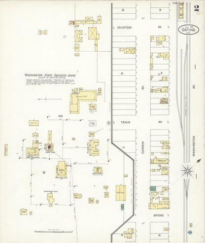 Sanborn Fire Insurance Map from Orting, Pierce County, Washington (1901), Sheet #0002 - Complete Map Set gallery image, historic Sanborn map, vintage wall art, Washington Washington