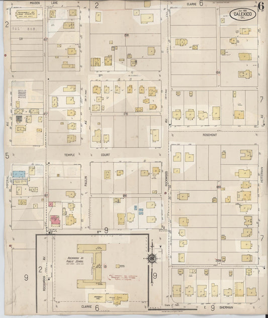 Sanborn Fire Insurance Map from Calexico, Imperial County, California (1949), Sheet #0006 - Historic Sanborn Fire Insurance Map Print, vintage old map wall art, antique decor, genealogy gift, California California map