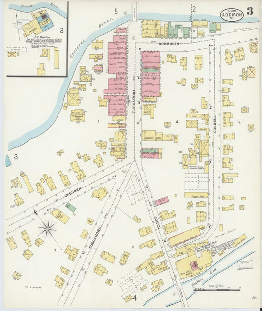 Sanborn Fire Insurance Map from Addison, Steuben County, New York (1898), Sheet #0003 - Historic Sanborn Fire Insurance Map Print, vintage old map wall art, antique decor, genealogy gift, New York New York map