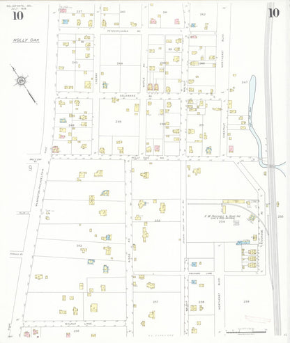 Sanborn Fire Insurance Map from Bellefonte, New Castle County, Delaware (1936), Sheet #0010 - Complete Map Set gallery image, historic Sanborn map, vintage wall art, Delaware Delaware