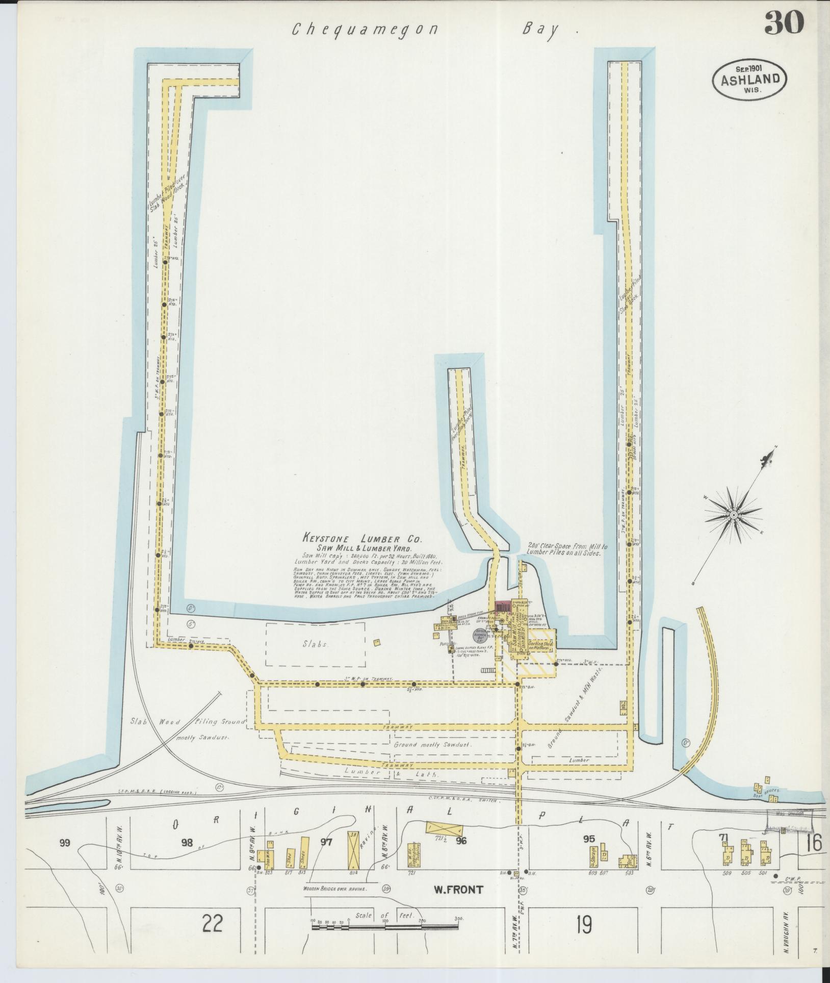 Sanborn Fire Insurance Map from Ashland, Ashland County, Wisconsin (1901), Sheet #0030 - Complete Map Set gallery image, historic Sanborn map, vintage wall art, Wisconsin Wisconsin
