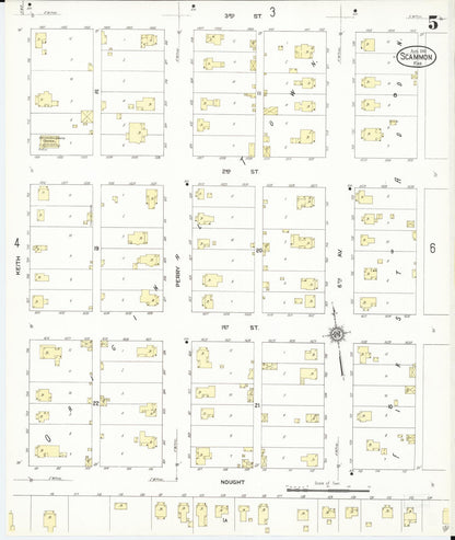 Sanborn Fire Insurance Map from Scammon, Cherokee County, Kansas (1912), Sheet #0005 - Complete Map Set gallery image, historic Sanborn map, vintage wall art, Kansas Kansas