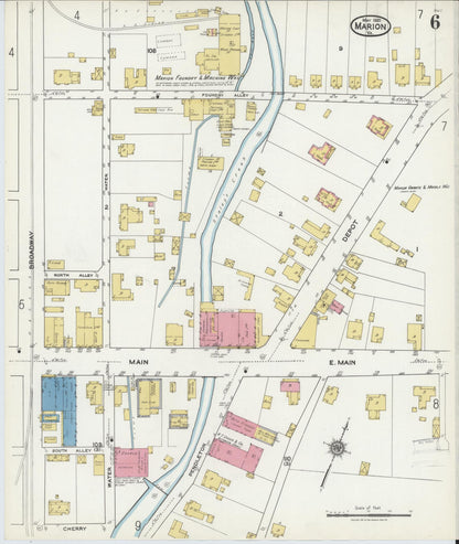 Sanborn Fire Insurance Map from Marion, Smyth County, Virginia (1921), Sheet #0006 - Historic Sanborn Fire Insurance Map Print, vintage old map wall art, antique decor, genealogy gift, Virginia Virginia map