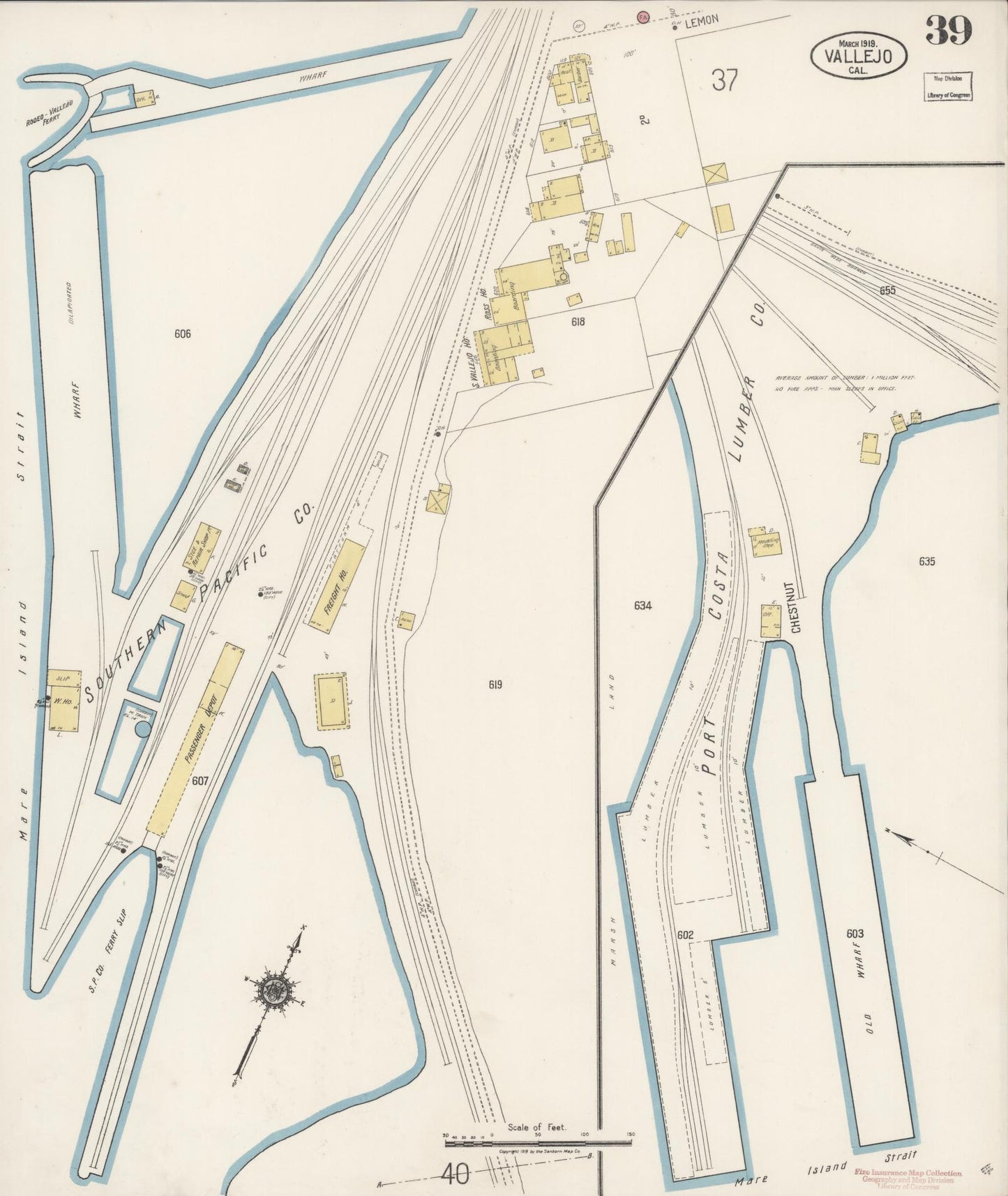 Sanborn Fire Insurance Map from Vallejo, Solano County, California (1919), Sheet #0039 - Complete Map Set gallery image, historic Sanborn map, vintage wall art, California California