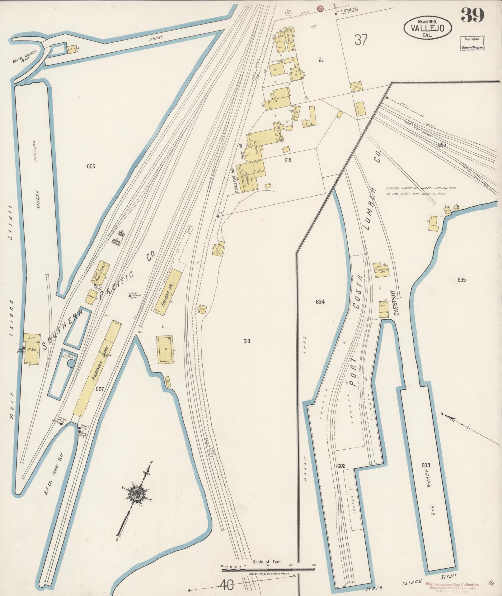Sanborn Fire Insurance Map from Vallejo, Solano County, California (1919), Sheet #0039 - Complete Map Set gallery image, historic Sanborn map, vintage wall art, California California