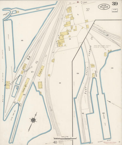 Sanborn Fire Insurance Map from Vallejo, Solano County, California (1919), Sheet #0039 - Complete Map Set gallery image, historic Sanborn map, vintage wall art, California California