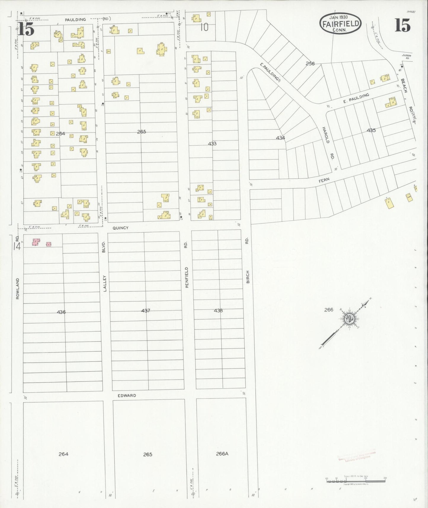 Sanborn Fire Insurance Map from Fairfield, Fairfield County, Connecticut (1930), Sheet #0015 - Complete Map Set gallery image, historic Sanborn map, vintage wall art, Connecticut Connecticut