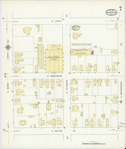 Sanborn Fire Insurance Map from Kinston, Lenoir County, North Carolina (1914), Sheet #0007 - Complete Map Set gallery image, historic Sanborn map, vintage wall art, North Carolina North Carolina