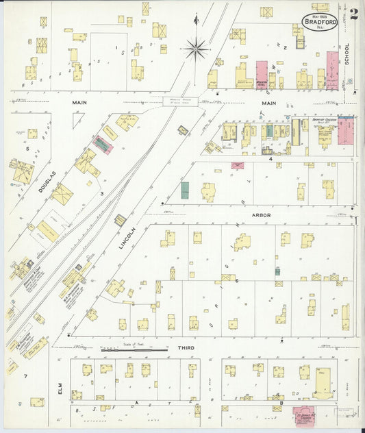 Sanborn Fire Insurance Map from Bradford, Stark County, Illinois (1909), Sheet #0002 - Historic Sanborn Fire Insurance Map Print, vintage old map wall art, antique decor, genealogy gift, Illinois Illinois map