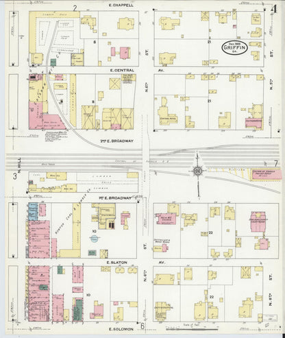 Sanborn Fire Insurance Map from Griffin, Spalding County, Georgia (1909), Sheet #0004 - Complete Map Set gallery image, historic Sanborn map, vintage wall art, Georgia Georgia