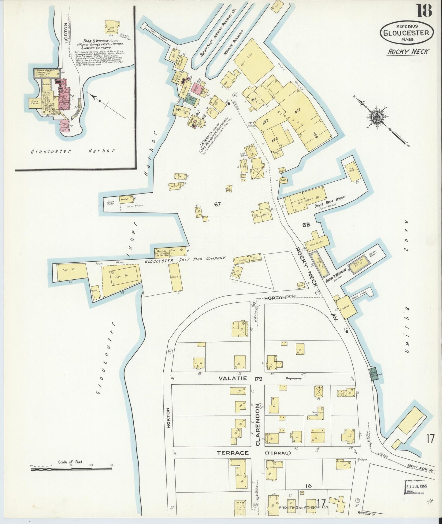 Sanborn Fire Insurance Map from Gloucester, Essex County, Massachusetts (1909), Sheet #0018 - Complete Map Set gallery image, historic Sanborn map, vintage wall art, Massachusetts Massachusetts