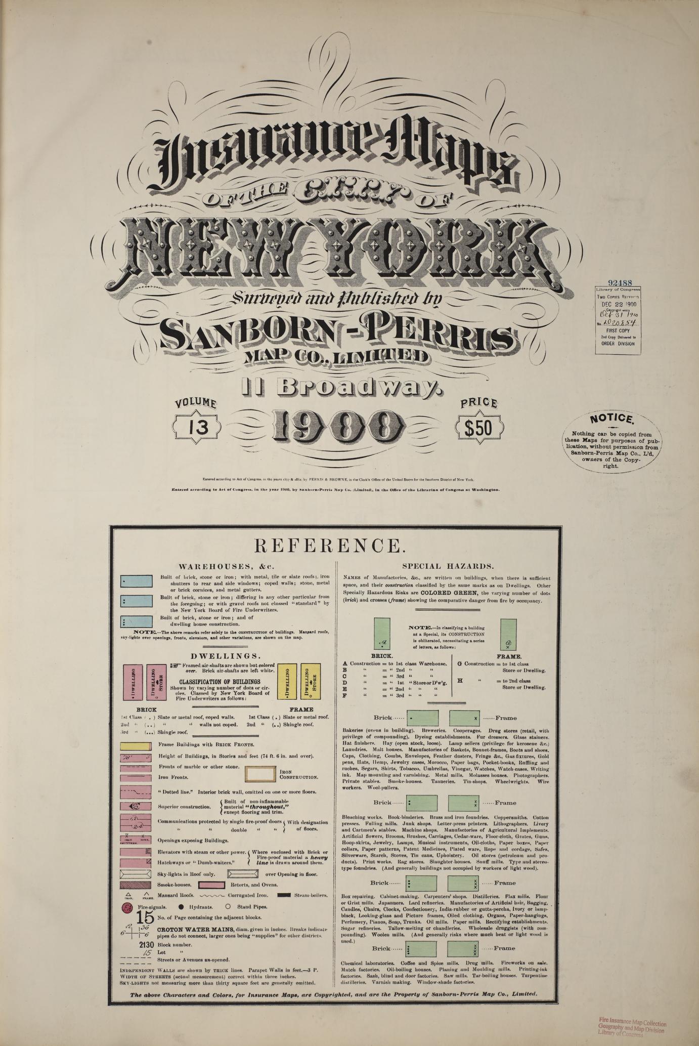 Sanborn Fire Insurance Map from New York, Bronx, Manhattan, New York (1900), Sheet #0001 - Historic Sanborn Fire Insurance Map Print, vintage old map wall art, antique decor, genealogy gift, New York New York map