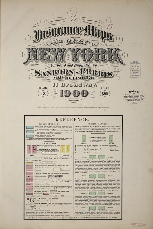 Sanborn Fire Insurance Map from New York, Bronx, Manhattan, New York (1900), Sheet #0001 - Historic Sanborn Fire Insurance Map Print, vintage old map wall art, antique decor, genealogy gift, New York New York map