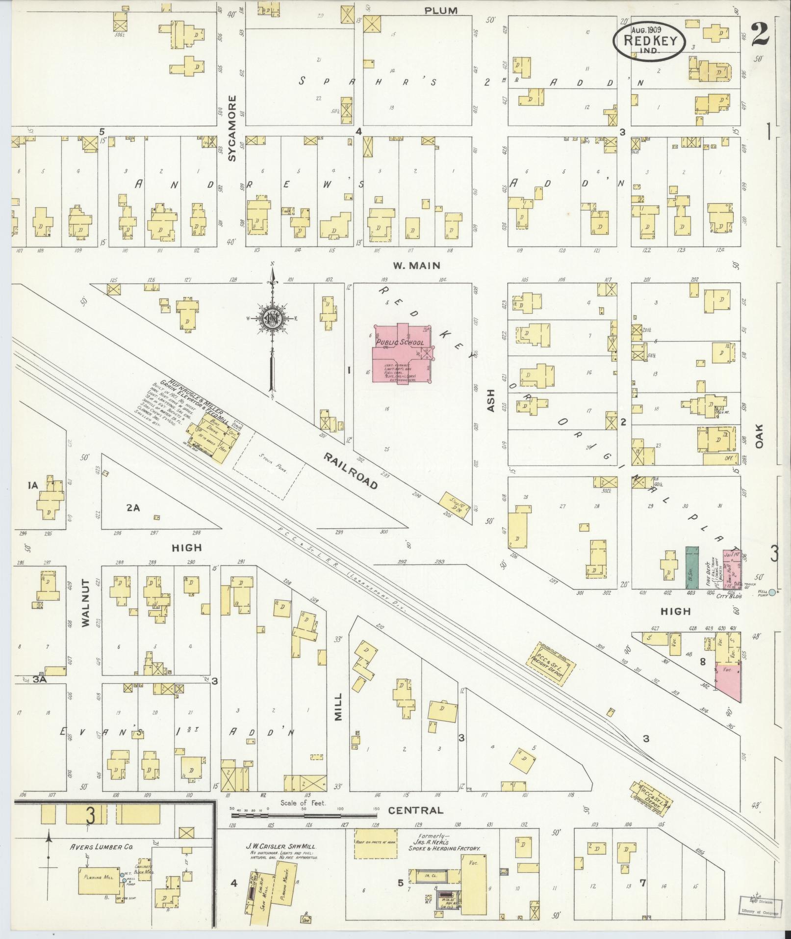 Sanborn Fire Insurance Map from Redkey, Jay County, Indiana (1909), Sheet #0002 - Complete Map Set gallery image, historic Sanborn map, vintage wall art, Indiana Indiana