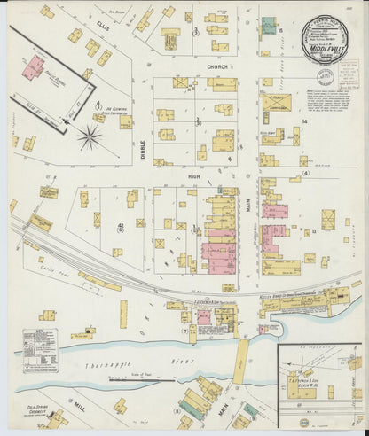 Sanborn Fire Insurance Map from Middleville, Barry County, Michigan (1899), Sheet #0001 - Historic Sanborn Fire Insurance Map Print, vintage old map wall art, antique decor, genealogy gift, Michigan Michigan map