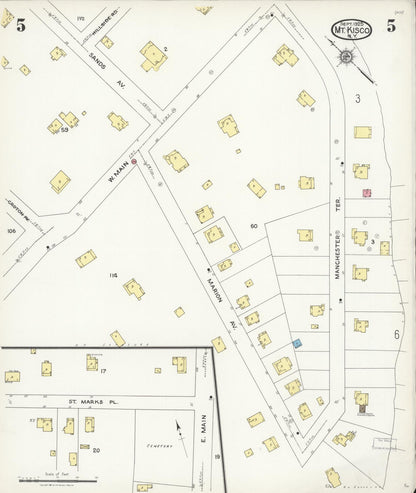 Sanborn Fire Insurance Map from Mount Kisco, Westchester County, New York (1925), Sheet #0005 - Historic Sanborn Fire Insurance Map Print, vintage old map wall art, antique decor, genealogy gift, New York New York map