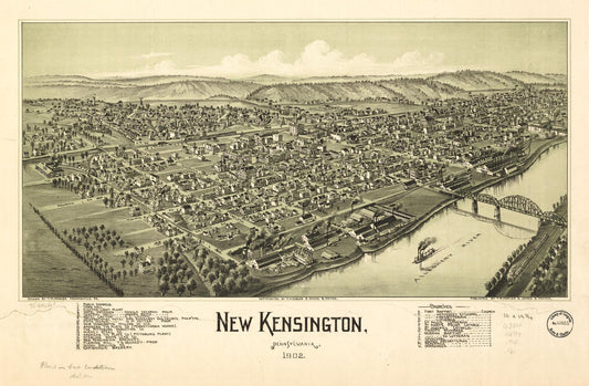 New Kensington, Pennsylvania, 1902. (1902) – Historic Bird’s-Eye View Panorama Print