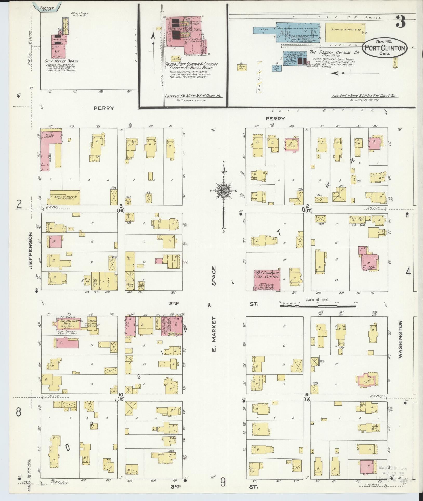 Sanborn Fire Insurance Map from Port Clinton, Ottawa County, Ohio (1910), Sheet #0003 - Complete Map Set gallery image, historic Sanborn map, vintage wall art, Ohio Ohio