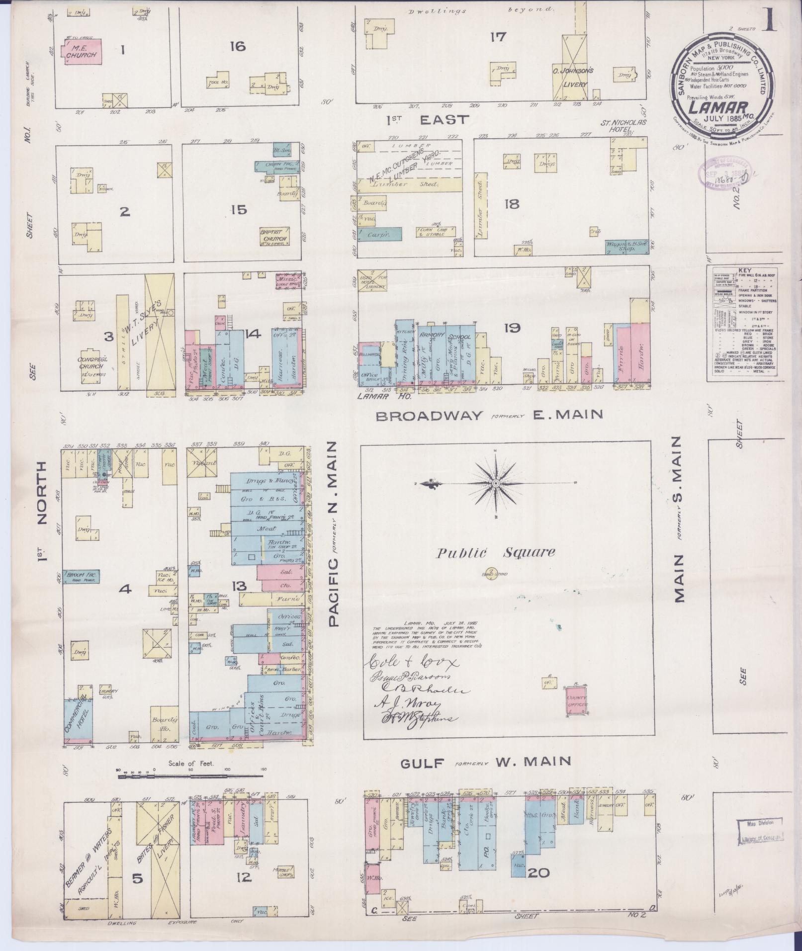 Sanborn Fire Insurance Map from Lamar, Barton County, Missouri. (1885) – Historic Sanborn Fire Insurance Map Print