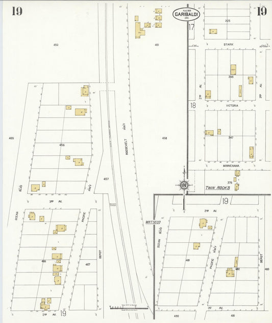 Sanborn Fire Insurance Map from Garibaldi, Tillamook County, Oregon (1929), Sheet #0019 - Historic Sanborn Fire Insurance Map Print, vintage old map wall art, antique decor, genealogy gift, Oregon Oregon map