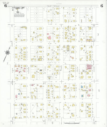 Sanborn Fire Insurance Map from Pecos, Reeves County, Texas (1939), Sheet #0006 - Historic Sanborn Fire Insurance Map Print, vintage old map wall art, antique decor, genealogy gift, Texas Texas map