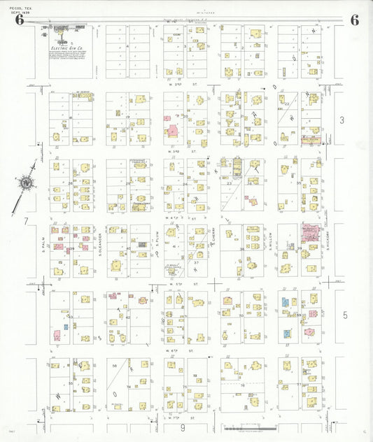 Sanborn Fire Insurance Map from Pecos, Reeves County, Texas (1939), Sheet #0006 - Historic Sanborn Fire Insurance Map Print, vintage old map wall art, antique decor, genealogy gift, Texas Texas map