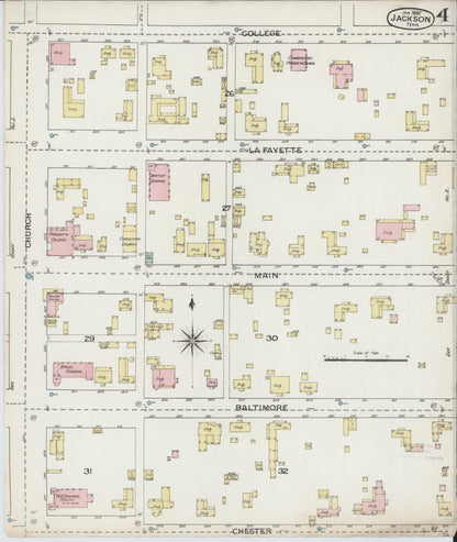 Sanborn Fire Insurance Map from Jackson, Madison County, Tennessee (1887), Sheet #0004 - Complete Map Set gallery image, historic Sanborn map, vintage wall art, Tennessee Tennessee