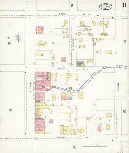 Sanborn Fire Insurance Map from Bozeman, Gallatin County, Montana (1904), Sheet #0011 - Complete Map Set gallery image, historic Sanborn map, vintage wall art, Montana Montana