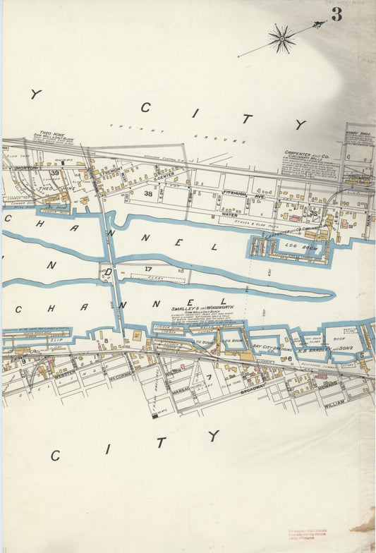 Sanborn Fire Insurance Map from Bay City, Bay County, Michigan (1895), Sheet #0003 - Historic Sanborn Fire Insurance Map Print, vintage old map wall art, antique decor, genealogy gift, Michigan Michigan map