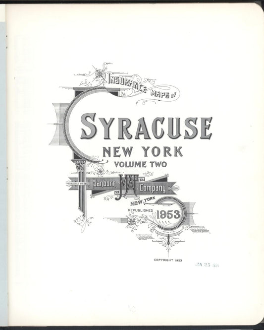 Sanborn Fire Insurance Map from Syracuse, Onondaga County, New York (1953), Sheet #0001 - Historic Sanborn Fire Insurance Map Print, vintage old map wall art, antique decor, genealogy gift, New York New York map