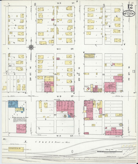 Sanborn Fire Insurance Map from Mccook, Red Willow County, Nebraska (1921), Sheet #0012 - Historic Sanborn Fire Insurance Map Print, vintage old map wall art, antique decor, genealogy gift, Nebraska Nebraska map