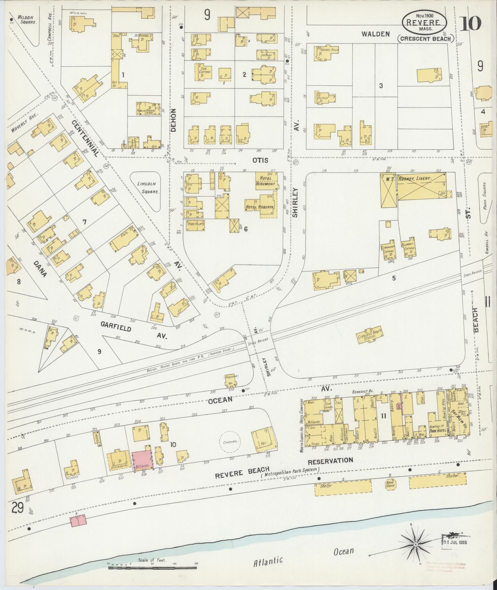 Sanborn Fire Insurance Map from Revere, Suffolk County, Massachusetts (1900), Sheet #0010 - Historic Sanborn Fire Insurance Map Print, vintage old map wall art, antique decor, genealogy gift, Massachusetts Massachusetts map
