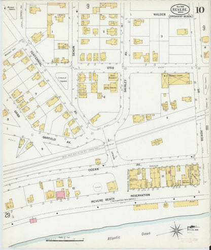 Sanborn Fire Insurance Map from Revere, Suffolk County, Massachusetts (1900), Sheet #0010 - Historic Sanborn Fire Insurance Map Print, vintage old map wall art, antique decor, genealogy gift, Massachusetts Massachusetts map