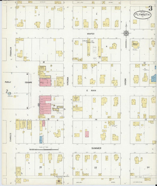 Sanborn Fire Insurance Map from Plymouth, Hancock County, Illinois (1912), Sheet #0003 - Historic Sanborn Fire Insurance Map Print, vintage old map wall art, antique decor, genealogy gift, Illinois Illinois map