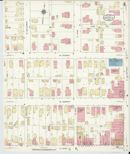 Sanborn Fire Insurance Map from Xenia, Greene County, Ohio (1910), Sheet #0004 - Complete Map Set gallery image, historic Sanborn map, vintage wall art, Ohio Ohio