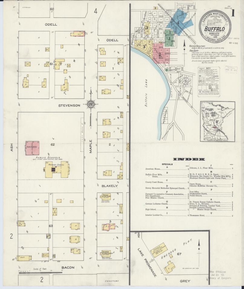 Sanborn Fire Insurance Map from Buffalo, Wright County, Minnesota. (1915) – Map View