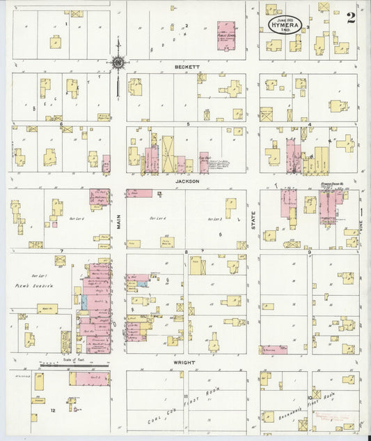 Sanborn Fire Insurance Map from Hymera, Sullivan County, Indiana (1910), Sheet #0002 - Historic Sanborn Fire Insurance Map Print, vintage old map wall art, antique decor, genealogy gift, Indiana Indiana map