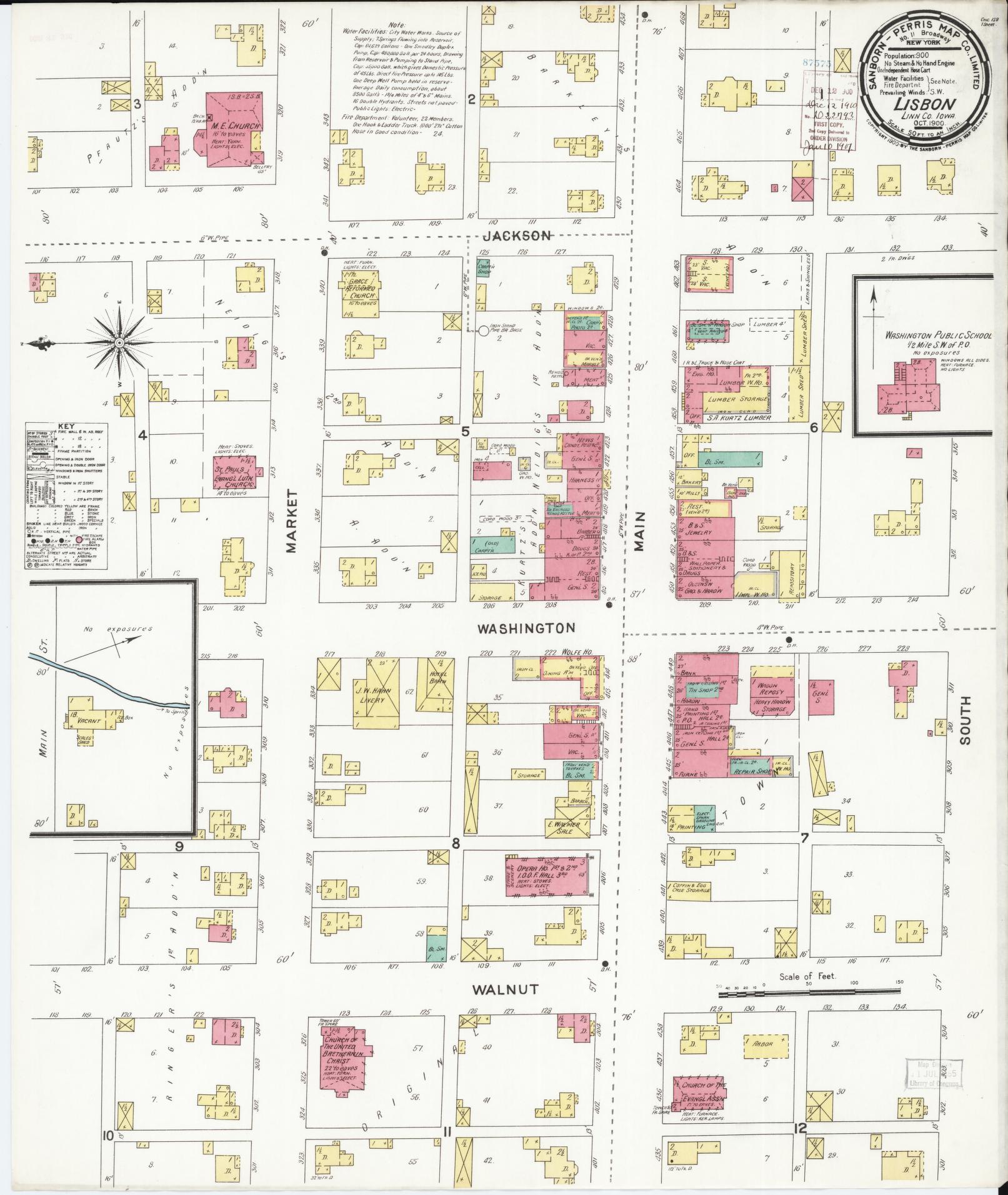 Sanborn Fire Insurance Map from Lisbon, Linn County, Iowa. (1900) – Map View