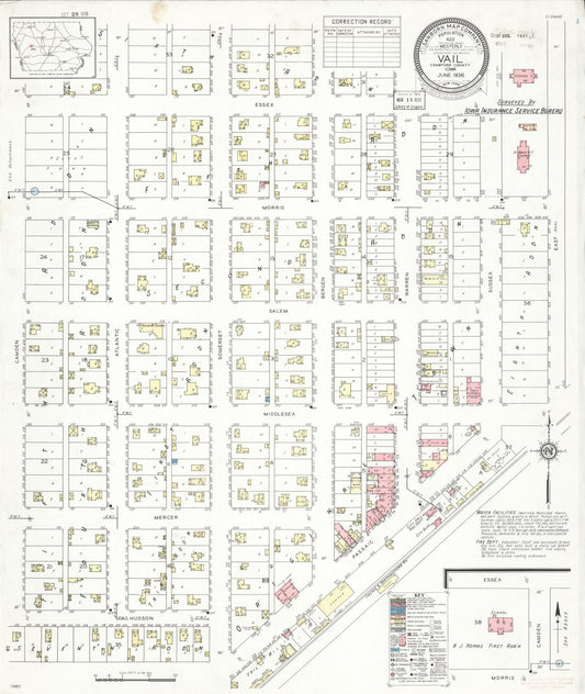 Sanborn Fire Insurance Map from Vail, Crawford County, Iowa (1936), Sheet #0001 - Historic Sanborn Fire Insurance Map Print, vintage old map wall art