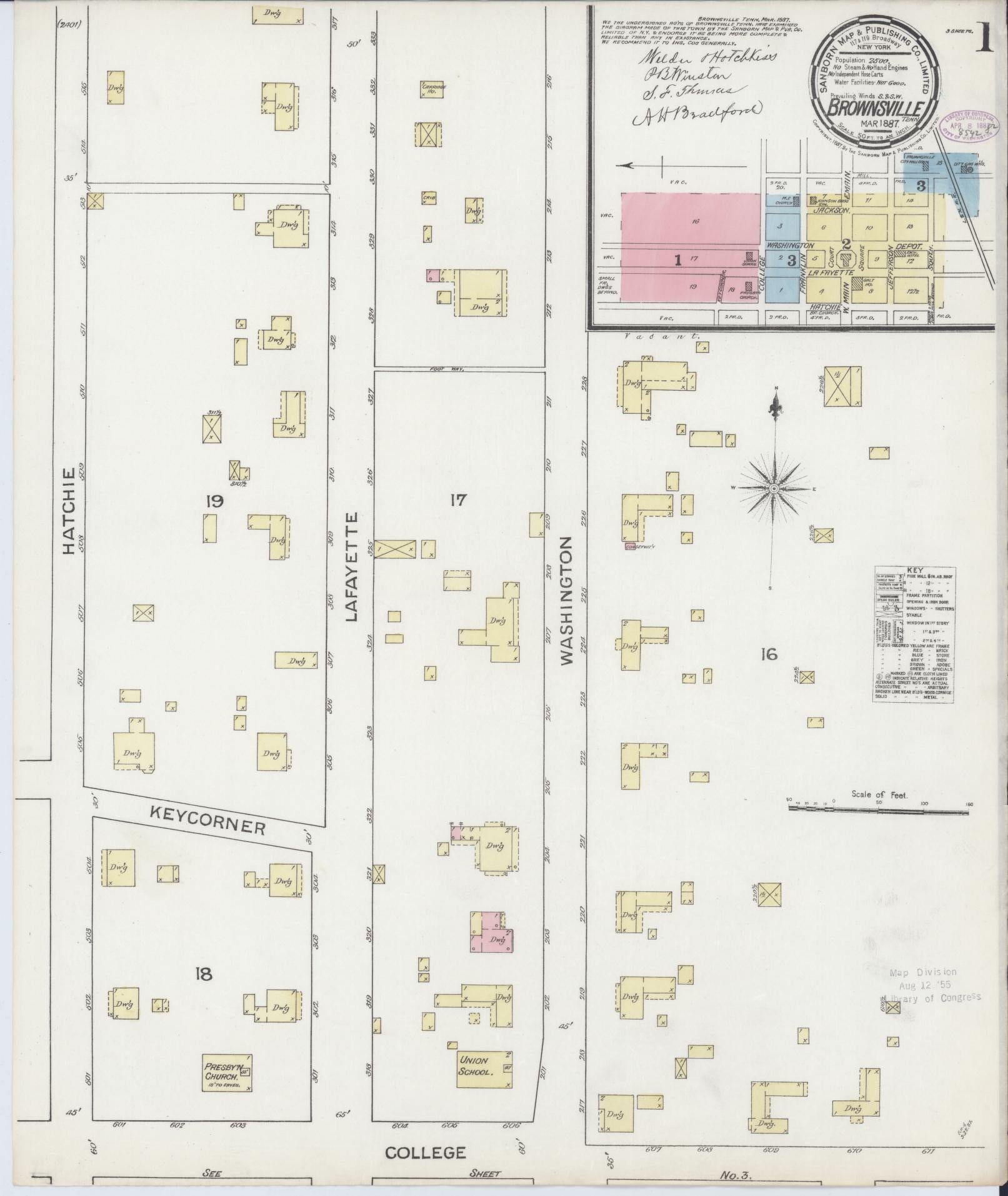 Sanborn Fire Insurance Map from Brownsville, Haywood County, Tennessee. (1887) – Historic Sanborn Fire Insurance Map Print