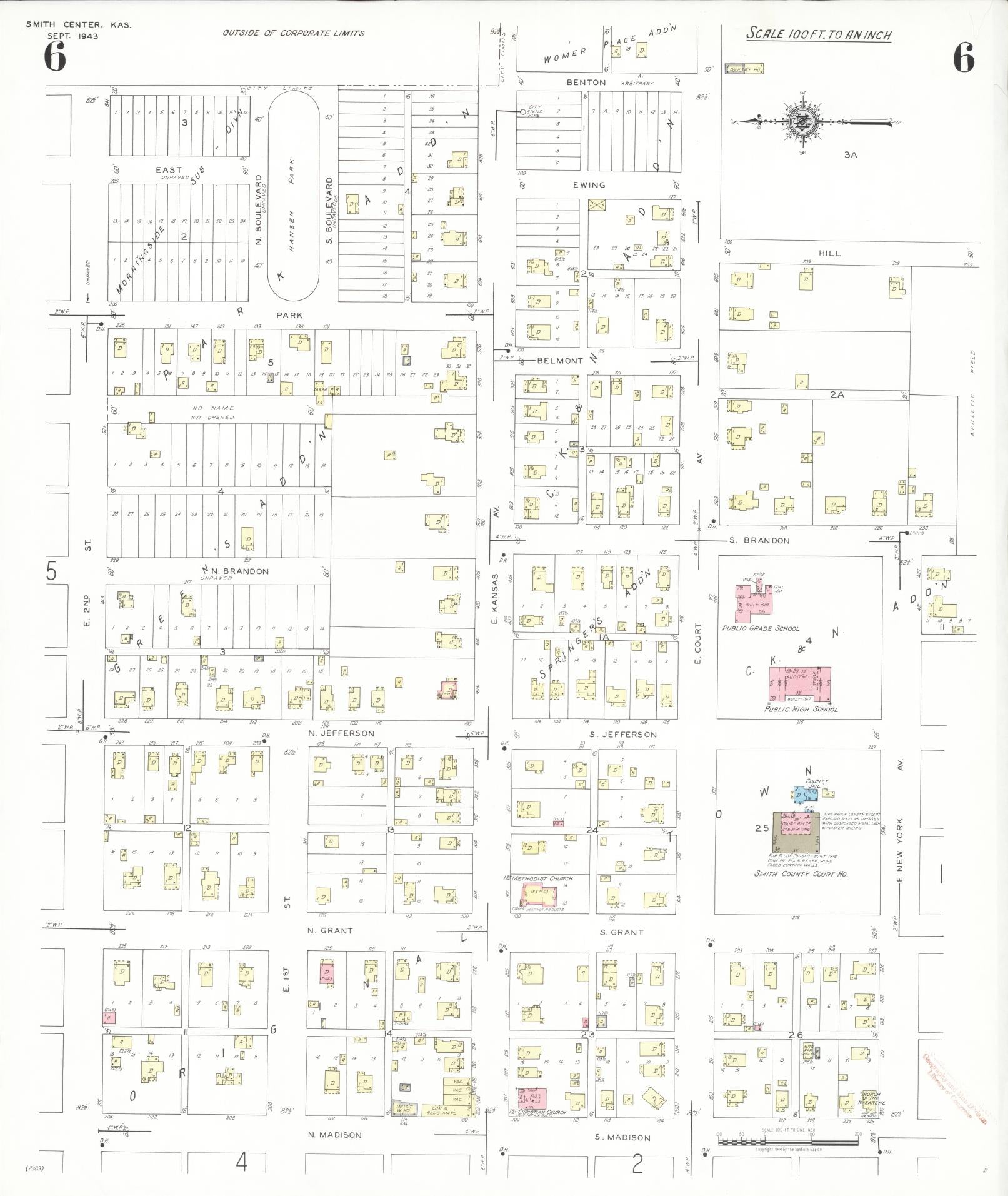Sanborn Fire Insurance Map from Smith Center, Smith County, Kansas (1943), Sheet #0006 - Complete Map Set gallery image, historic Sanborn map, vintage wall art, Kansas Kansas