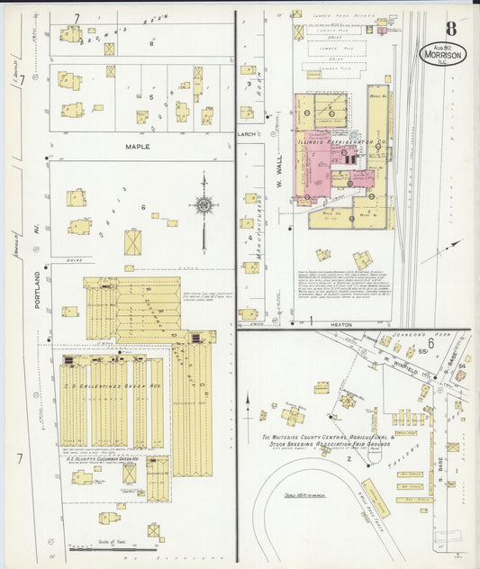 Sanborn Fire Insurance Map from Morrison, Whiteside County, Illinois (1912), Sheet #0008 - Historic Sanborn Fire Insurance Map Print, vintage old map wall art, antique decor, genealogy gift, Illinois Illinois map