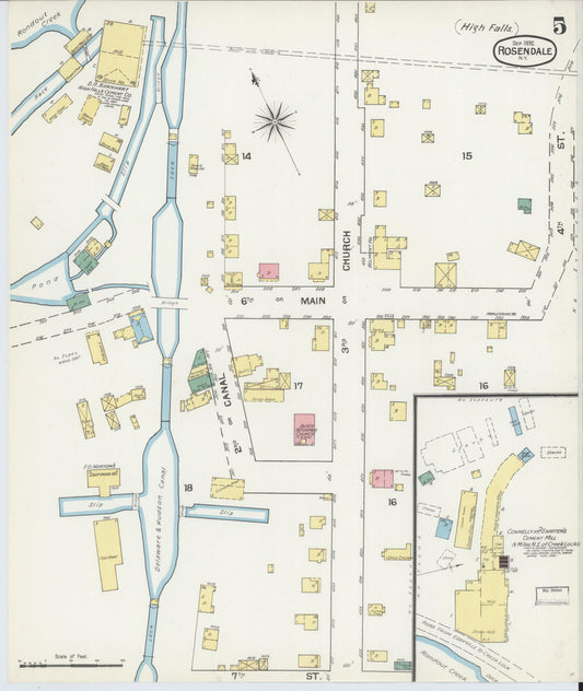 Sanborn Fire Insurance Map from Rosendale, Ulster County, New York (1892), Sheet #0005 - Historic Sanborn Fire Insurance Map Print, vintage old map wall art, antique decor, genealogy gift, New York New York map
