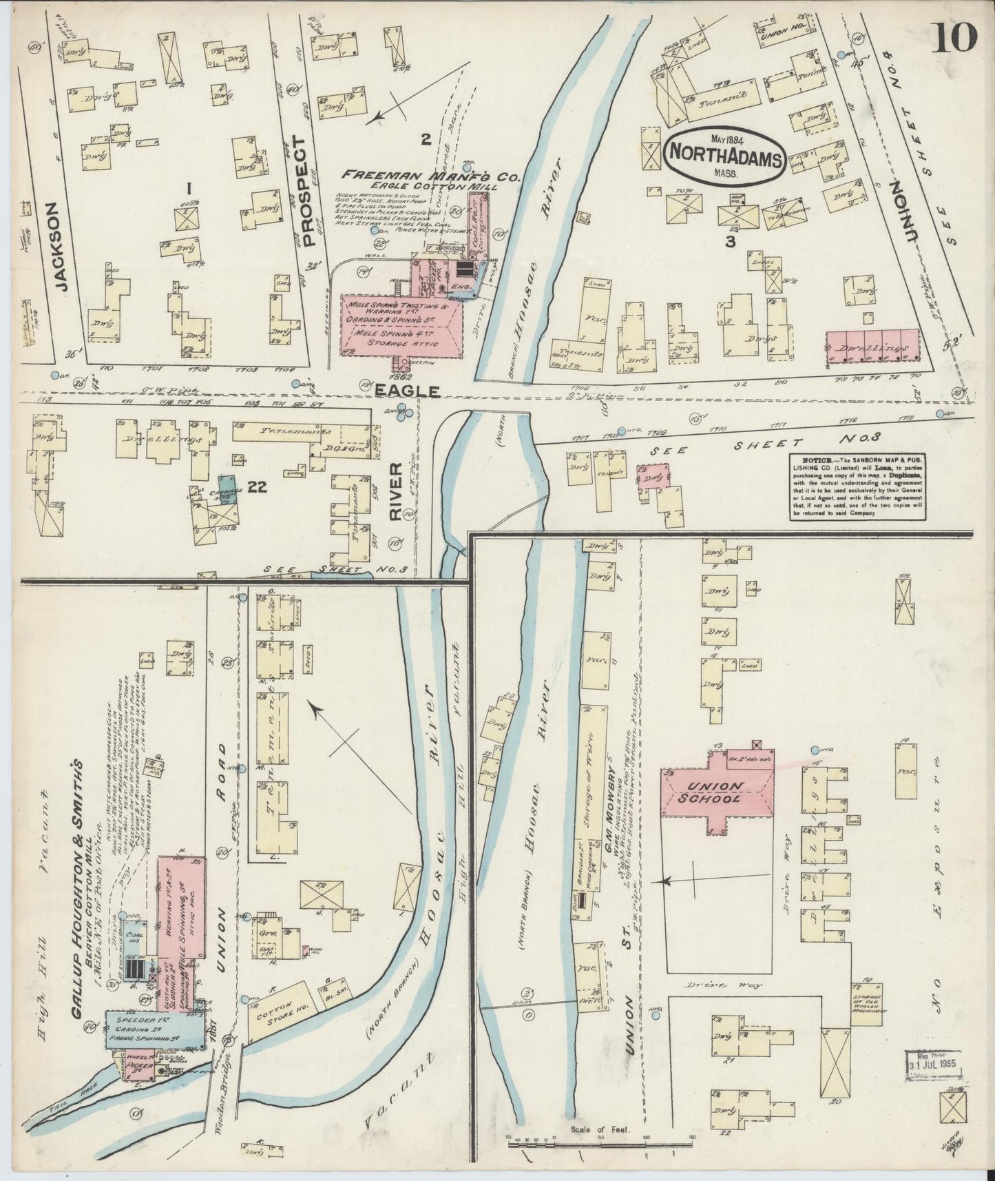 Sanborn Fire Insurance Map from North Adams, Berkshire County, Massachusetts (1884), Sheet #0010 - Complete Map Set gallery image, historic Sanborn map, vintage wall art, Massachusetts Massachusetts