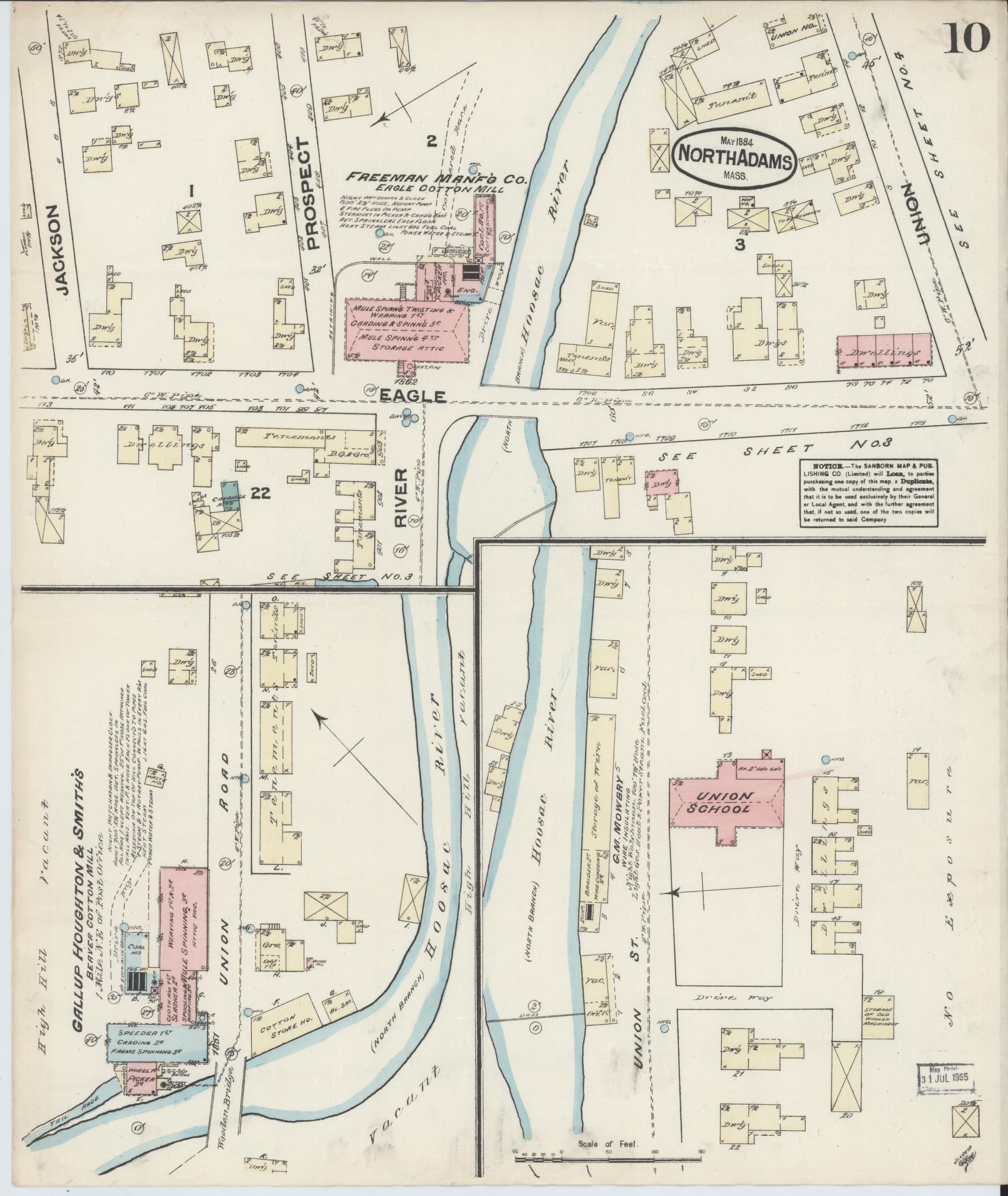 Sanborn Fire Insurance Map from North Adams, Berkshire County, Massachusetts (1884), Sheet #0010 - Complete Map Set gallery image, historic Sanborn map, vintage wall art, Massachusetts Massachusetts