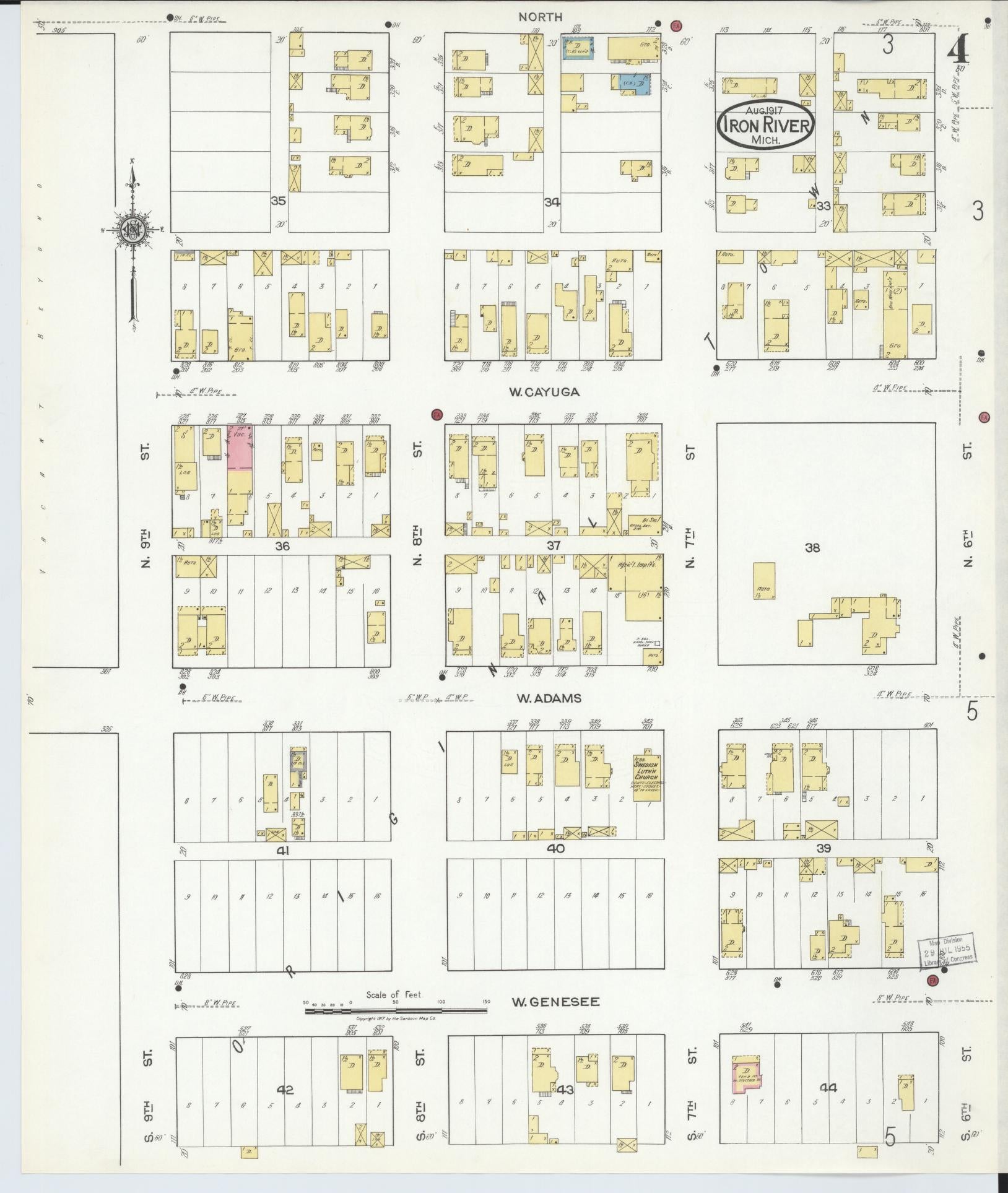 Sanborn Fire Insurance Map from Iron River, Iron County, Michigan (1917), Sheet #0004 - Historic Sanborn Fire Insurance Map Print, vintage old map wall art, antique decor, genealogy gift, Michigan Michigan map