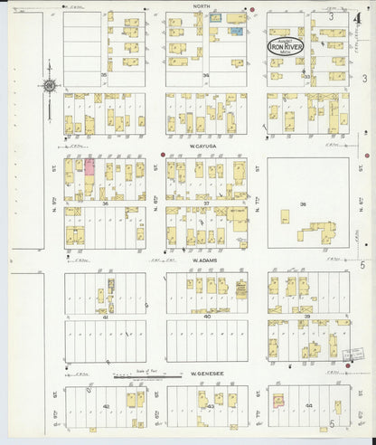 Sanborn Fire Insurance Map from Iron River, Iron County, Michigan (1917), Sheet #0004 - Historic Sanborn Fire Insurance Map Print, vintage old map wall art, antique decor, genealogy gift, Michigan Michigan map