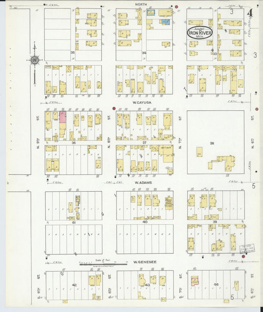 Sanborn Fire Insurance Map from Iron River, Iron County, Michigan (1917), Sheet #0004 - Historic Sanborn Fire Insurance Map Print, vintage old map wall art, antique decor, genealogy gift, Michigan Michigan map