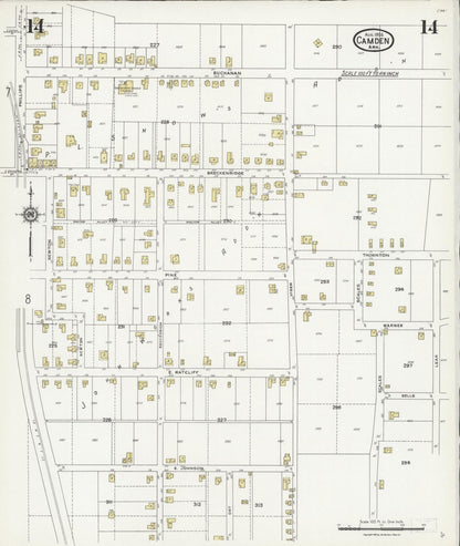 Sanborn Fire Insurance Map from Camden, Ouachita County, Arkansas (1924), Sheet #0014 - Complete Map Set gallery image, historic Sanborn map, vintage wall art, Arkansas Arkansas