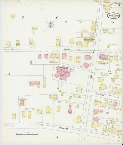 Sanborn Fire Insurance Map from Charleston, Kanawha County, West Virginia (1897), Sheet #0007 - Complete Map Set gallery image, historic Sanborn map, vintage wall art, West Virginia West Virginia